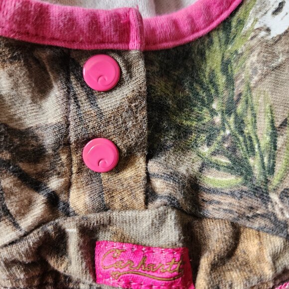 Carharrt Pink Camo One Piece Bodysuit Short Sleeve Size 9 Months - Picture 4 of 6